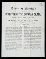 Order of Services in the Dedication of the Unitarian Church, Geary Street, San Francisco, Sunday, January 10th, 1864