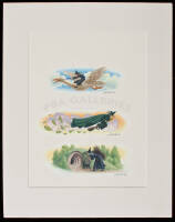 Three original watercolor vignettes from The Whispering Room