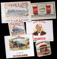 Lot of 6 Railroad Related Inner & Outer Cigar Box Labels
