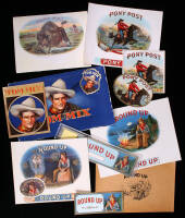 Lot of 13 Cowboy Related Inner & Outer Cigar Box Labels