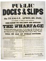 Broadside Auction Poster for Public Docks & Slips in New York City