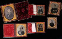 Lot of 5 daguerreotypes & 13 ambrotypes of men, women & children