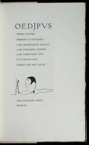 Oedipus: Three Cantoes, Wherein is Contained: 1 His Unfortunate Infancy, 2 His Execrable Actions, 3 His Lamentable End...