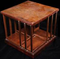 Small, free-standing varnished wooden bookcase for miniature books