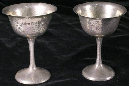 Pair of silver trophy cups for the San Mateo Polo Tournament, 1919