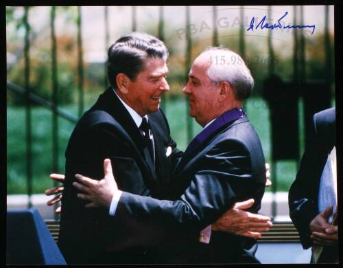 Original color photograph, signed by Gorbachev