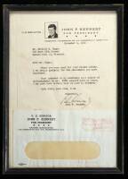 Letter from Senator John F. Kennedy on Campaign Letterhead with Autopen Signature