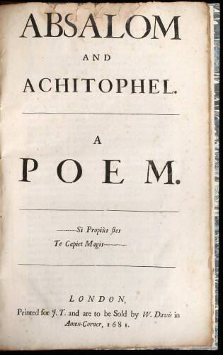 Absalom and Achitophel: A Poem