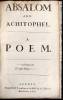 Absalom and Achitophel: A Poem