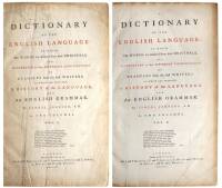 A Dictionary of the English Language: In Which the Words are deduced from their Originals, and Illustrated in their Different Significations by Examples from the best Writers. To Which Are Prefixed, a History of the Language, and an English Grammar