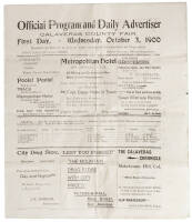 Official Program and Daily Advertiser Calaveras County Fair. First Day, Wednesday, October 3, 1900