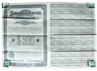Gold Bond for $500 from the Saratoga & Almaden Railroad Co., with redemption coupons intact