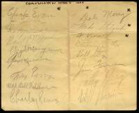 Autograph sheet with 17 golf autographs from the 1943 Tam O&rsquo;Shanter golf tournament