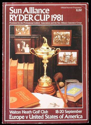 Sun Alliance Ryder Cup, PGA and Sun Alliance Insurance Group, Walton Heath Golf Club, Europe v United States, 18-20 September, 1981. Official Souvenir Programme