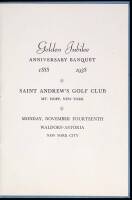 Golden Jubilee Anniversary Banquet, 1888-1938, St. Andrew's Golf Club, Mount Hope, NY