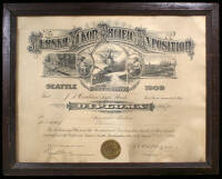 Engraved certificate of award given at the Alaska-Yukon-Pacific Exposition in Seattle, 1909