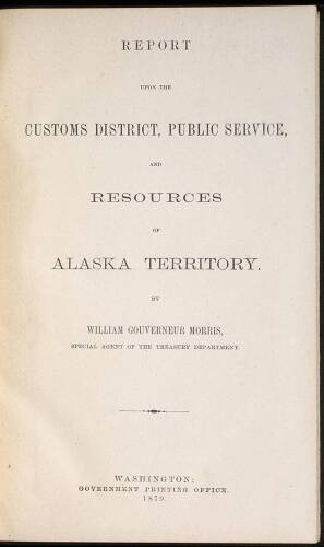 Report Upon the Customs District, Public Service, and Resources of Alaska Territory