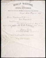 Autograph letter, signed by McKinnon, regarding a business transaction