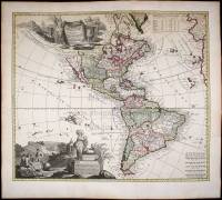 Americ&aelig; tam Septentrionalis quam Meridionalis in Mappa Geographica Delineatio