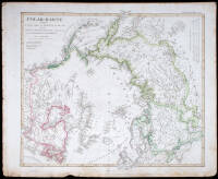 Polar-Karte Enthaltend: die Lander u. Meere vom Nord-Pol bis 50° N. Br. u. Weiter, Ubersicht des Russischen Reichs in Eur. As. Am und des Brittischen Nord-America entw. v Ad. St. 1823