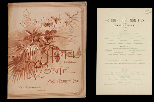 Souvenir of the Hotel del Monte, Monterey, California - with laid in Breakfast menu from the Hotel