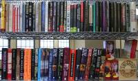 Approximately 150 volumes Fantasy, Mystery, Thrillers, Science Fiction, etc. Including:Jamie Harrison, Robert McCammon, Craig Holden, etc. Also, 10 boxes books on tape/cd.