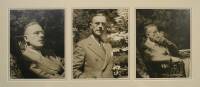 Three original outdoor gelatin silver prints of author Thomas Mann, taken at the same time, together in a single frame