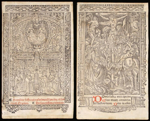 Two printed leaves from a Book of Hours