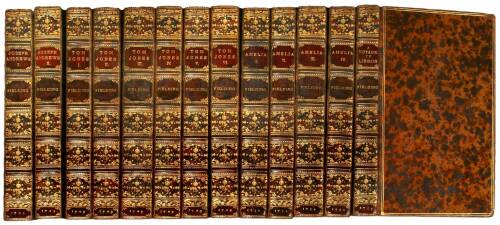Set of 4 first editions by Fielding, in 13 volumes, uniformly bound