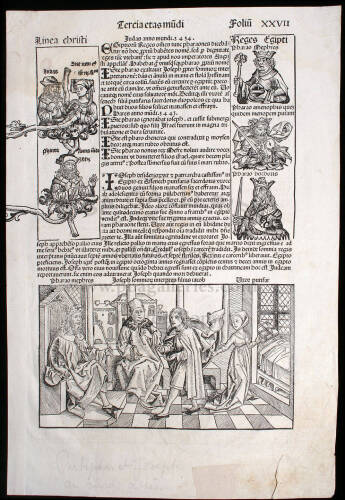 Four Original Leaves from the Liber Chronicarum (Nuremberg Chronicle) with 40 woodcuts, including 3 city views, etc.