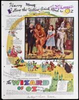 1939 color advertisement for The Wizard of Oz movie signed by 12 Munchkins