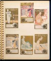Collection of 54 color lithographed trade cards inside photo album
