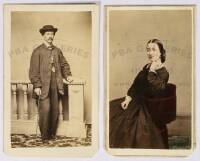 Lot of 12 Civil War-era cartes de visite, including 3 tinted photos of actresses