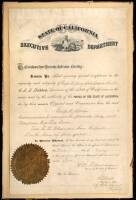 Document signed by Markham as Governor of California, appointing George B. Sperry as Commissioner to manage Yosemite
