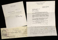 Two typed letters signed and a signed check by Amos Alonzo Stagg, the famous football coach