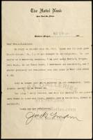 Typed letter, signed by Jack London