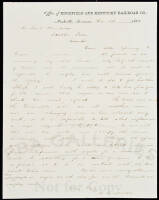 Autograph Letter Signed - 1860 Future Union Army Railroad Chief Protects Black Workers in Kentucky