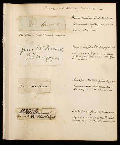 Fifteen 19th century British military autographs