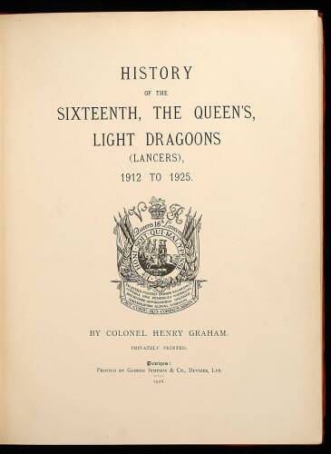 History of the Sixteenth, The Queen's, Light Dragoons (Lancers), 1912 to 1925