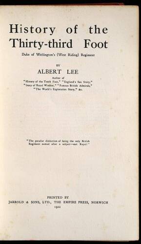 History of the Thirty-third (33rd) Foot, Duke of Wellington's (West Riding) Regiment