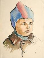 Two original watercolor portraits of Vladimir Lenin as a child