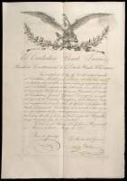 Engraved certificate of commendation for the Battle of Puebla, May 5, 1862
