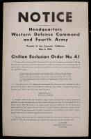 Notice. Headquarters Western Defense Command and Fourth Army, Presidio of San Francisco, California, May 5, 1942. Civilian Exclusion Order No. 41