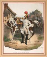 Approximately 19 hand-colored lithographs of soldiers, most on horseback