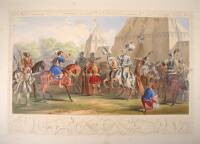 Approximately 19 hand-colored lithographs of knights, etc.