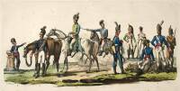 Approximately 12 hand-colored lithographs, engravings, etc. of military uniforms