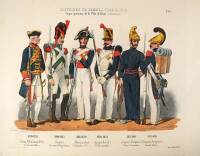 Approximately 15 hand-colored lithographs from Costumes de L'Armee Francaise