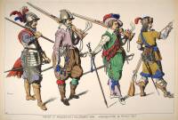 Approximately 12 colored engravings of various military dress