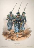 6 hand-colored lithographs of military uniforms