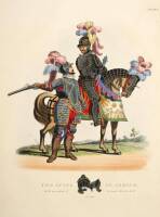 Approximately 36 hand-colored engravings with gilt highlights of Middle Age weaponry, costumes, etc.